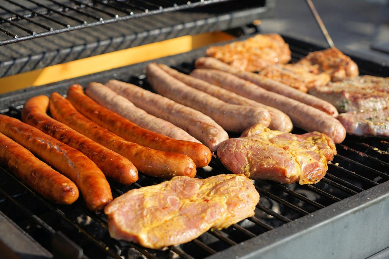 Grilled sausages on the barbecue